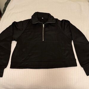 Black Half-Zip Scuba Style Pullover
